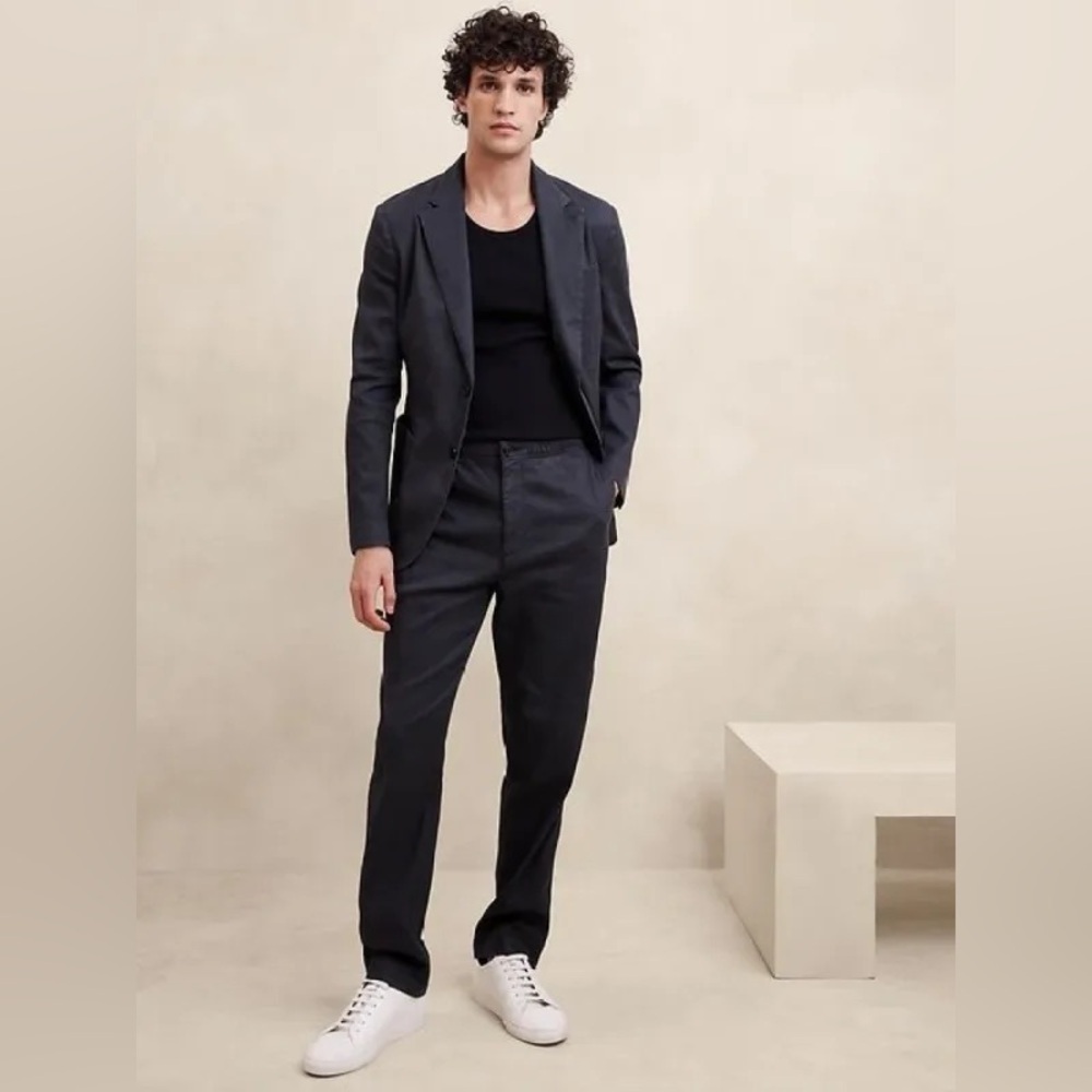 NWT! Banana Republic Dark Navy Traveler Linen-Cotton Blazer - Size 36 🧤 - Picture 4 of 5